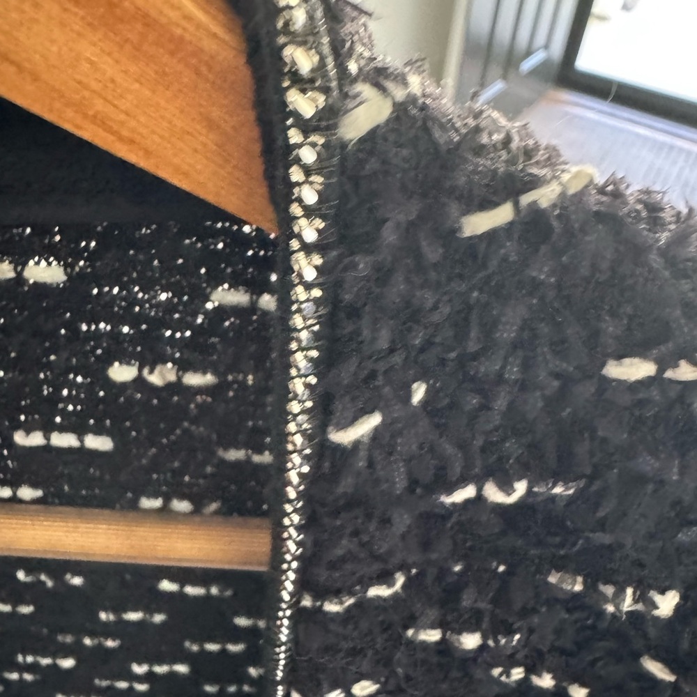 St. John Black, White & Silver Sparkle Knit Jacket - Picture 2 of 5